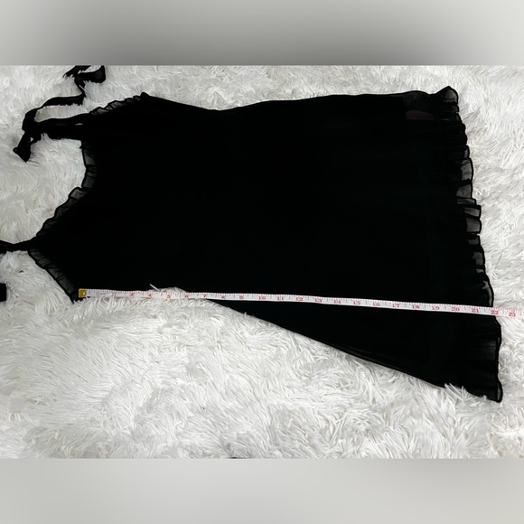 Lookshopsky Little Black Mini Dress - Tie Shoulder Straps - Ruffle- Size Small - Picture 5 of 5